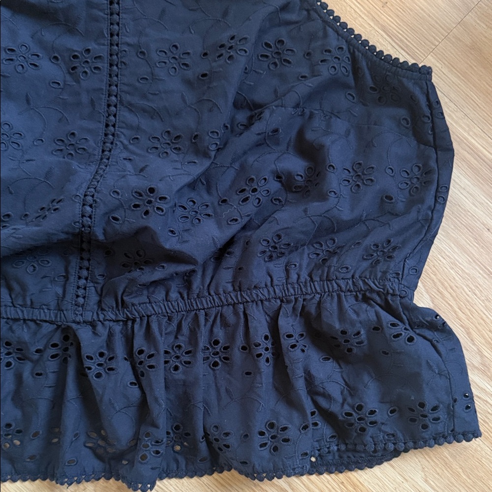 RyeGrass Black Eyelet Halter Top Sleeveless XL 100% cotton - Picture 3 of 6